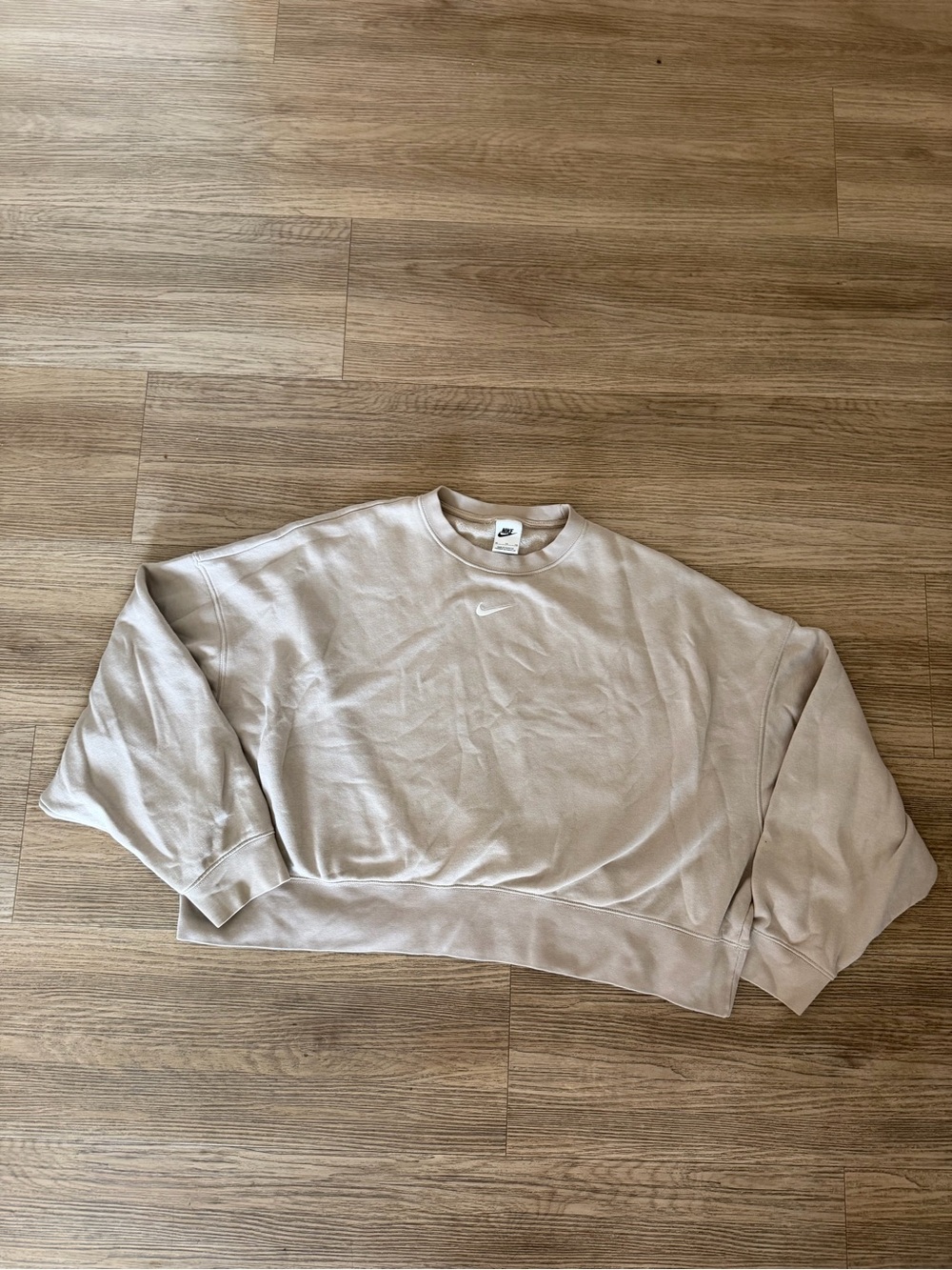 Nike Neutral Taupe Relaxed Crewneck cropped Sweatshirt
